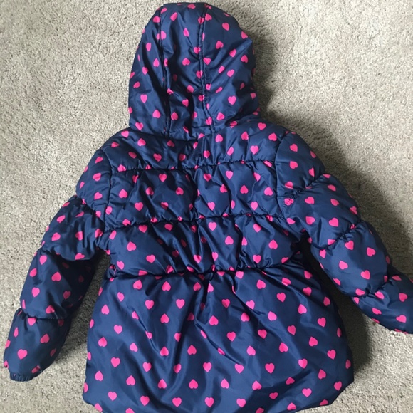 🔶Heart Print Pink Platinum Warm & Cozy Puffer Coat - Picture 6 of 6